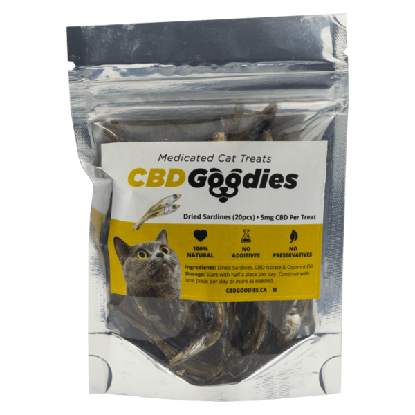 CBD Goodies – Medicated Cat Treats – Dried Sardines – 100mg CBD | Daily Marijuana Canada