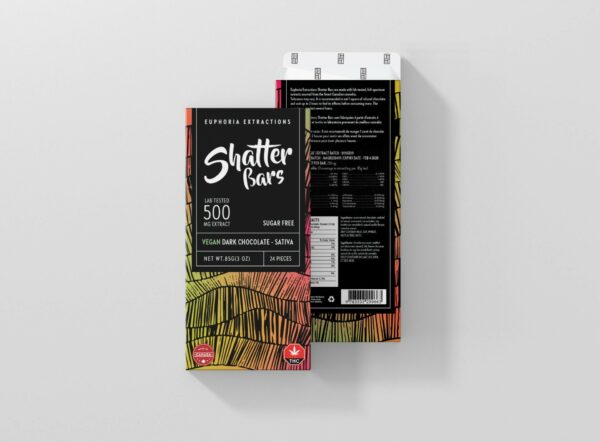 Euphoria Extractions – Shatter Bars – Vegan Dark Chocolate (Sugar Free) – Sativa – 500mg THC | Daily Marijuana Canada