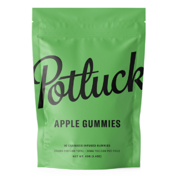 Potluck Extracts – Apple Gummies (1:1) – 100mg THC / 100mg CBD | Daily Marijuana Canada