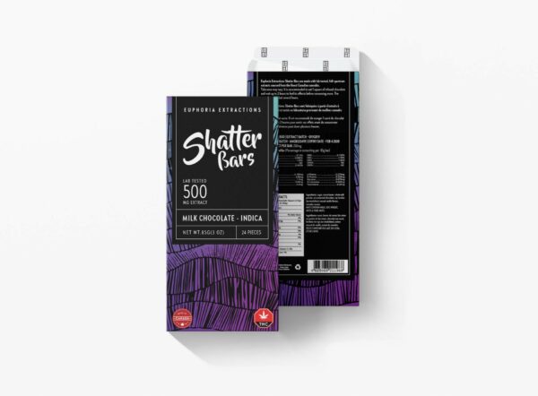Euphoria Extractions – 500mg Shatter Bars – Milk Chocolate (Indica) | Daily Marijuana Canada